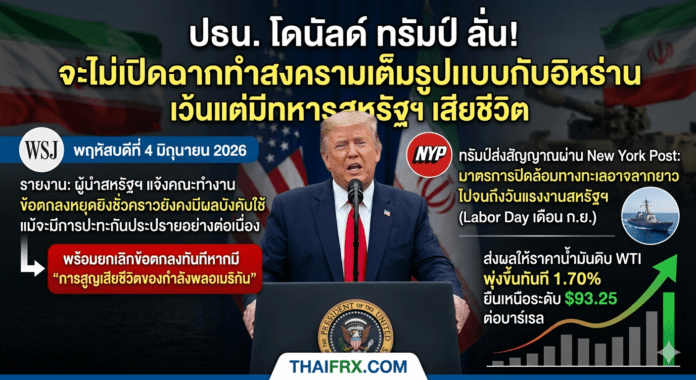 ปธน. โดนัลด์ ทรัมป์ ลั่น! จะไม่เปิดฉากทำสงครามเต็มรูปแบบกับอิหร่าน เว้นแต่มีทหารสหรัฐฯ เสียชีวิต