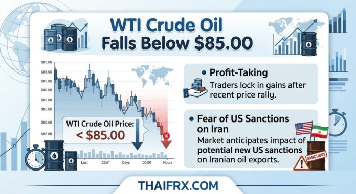 ราคาน้ำมัน WTI ร่วงหลุด $85.00 หลังนักลงทุนทยอยขายทำกำไร ก่อนสหรัฐฯ ประกาศมาตรการคว่ำบาตรอิหร่านรอบใหม่