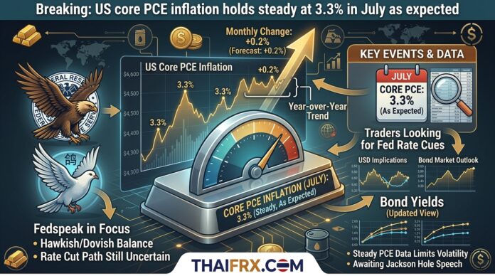 ดัชนีเงินเฟ้อ US Core PCE เดือนกรกฎาคมทรงตัวที่ 3.3% ตามคาดการณ์
