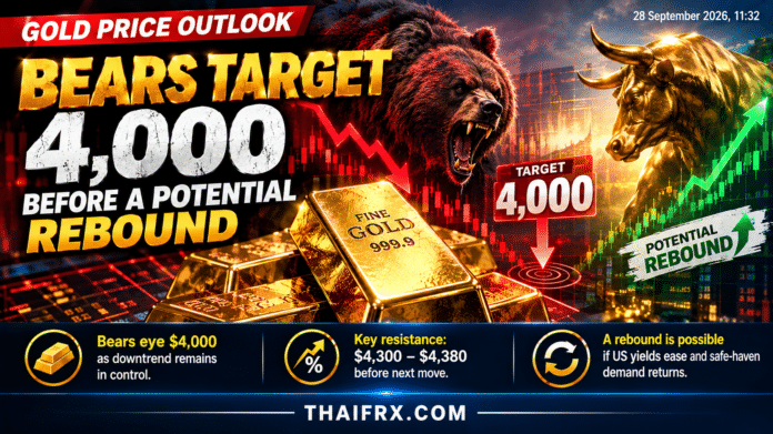 แนวโน้มราคาทองคำ: ฝั่ง Bears เล็งเป้าหมาย 4,000 ก่อนลุ้นโอกาสเกิดการรีบาวด์