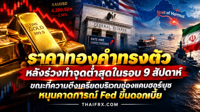 ราคาทองคำทรงตัวหลังร่วงทำจุดต่ำสุดในรอบ 9 สัปดาห์ ขณะที่ความตึงเครียดบริเวณช่องแคบฮอร์มุซหนุนคาดการณ์ Fed ขึ้นดอกเบี้ย